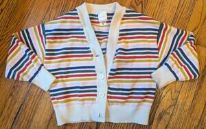 Hanna Anderson Cardigan Sweater Girls Size 5 Stripe